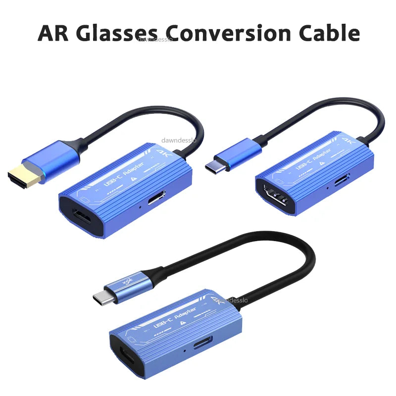 AR Glasses Hub Multi-Device USB-C to HDMI Adapter – Type-C Video Converter with Charging Support for XREAL, RayNeo & Nintendo Switch