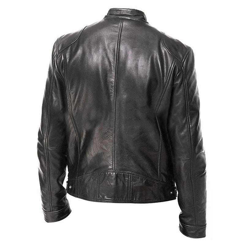 2024 Men’s Motorcycle Leather Jacket – Casual Slim Fit PU Coat with Lapel, Anti-Wind Motorcycle Outerwear for Autumn