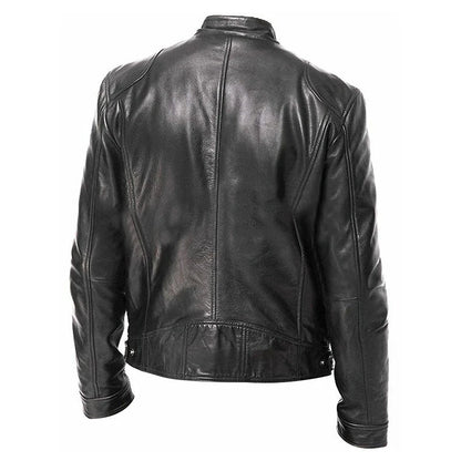 2024 Men’s Motorcycle Leather Jacket – Casual Slim Fit PU Coat with Lapel, Anti-Wind Motorcycle Outerwear for Autumn