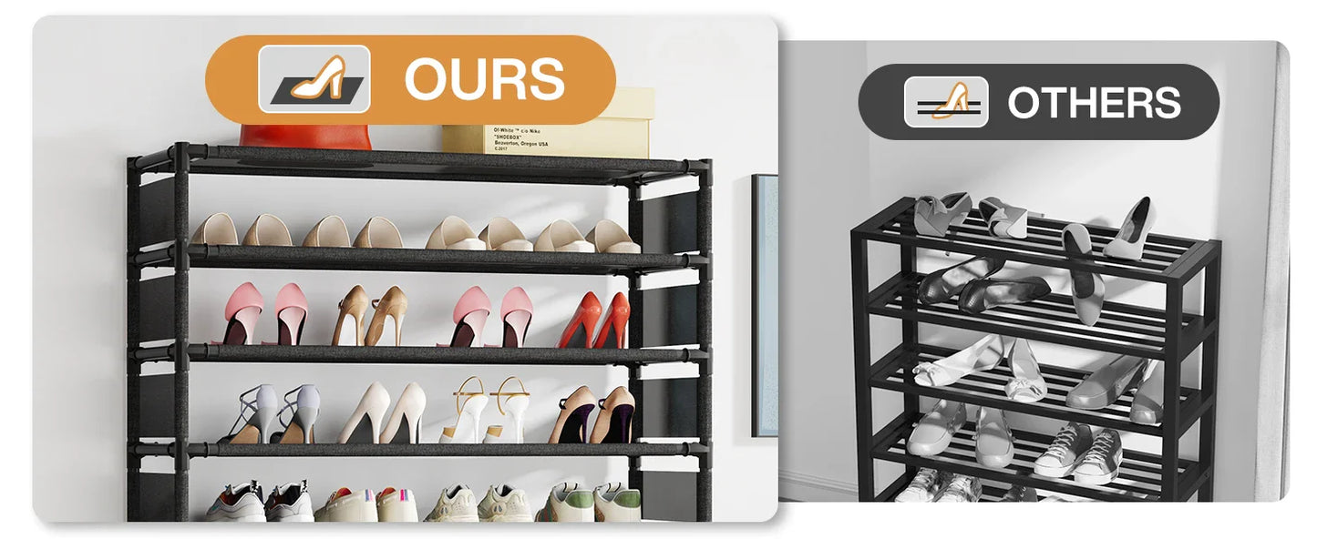 Tribesigns 10-Tier Shoe Rack Organizer – Vertical Shoe Shelf with 4 Drawer Bins, Holds 32 Pairs for Closet & Entryway