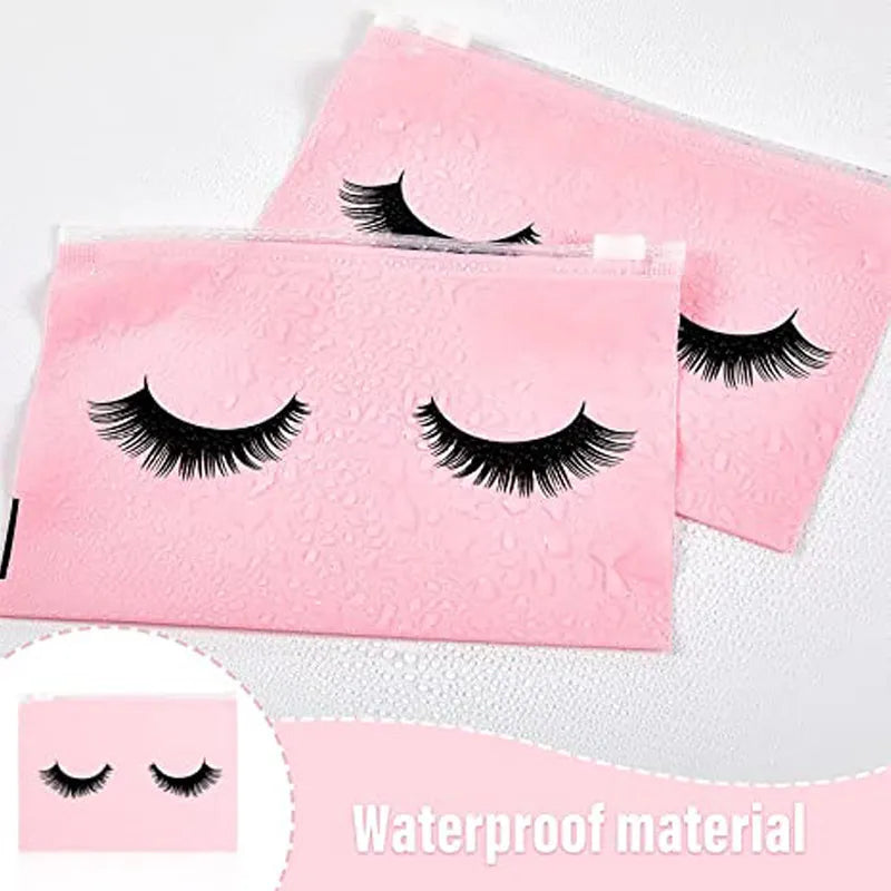 50pcs Reusable EVA Eyelash Aftercare Bags - Makeup Pouches with Zipper, Toilet Travel Plastic Storage, Cosmetic Makeup Accessories