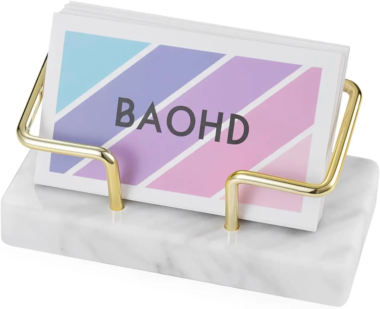 Marble Business Card Holder Desktop Organizer — Office Name Card Display & Memo Storage Stand
