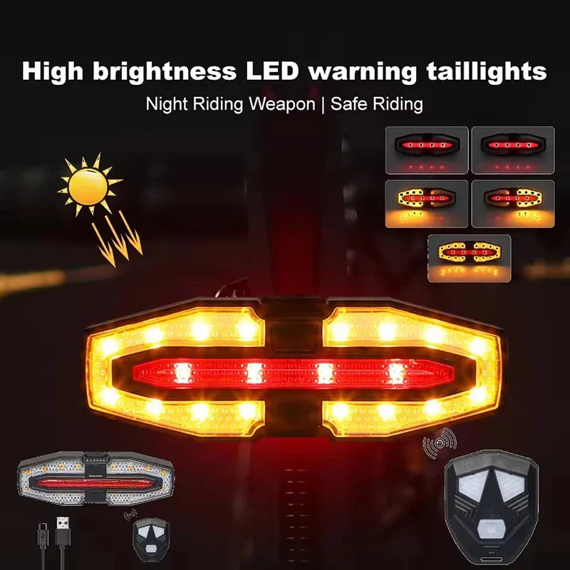 Wireless Remote Control Bike Turn Signal Tail Light – Rechargeable Bicycle Rear LED Direction Indicator for Road Cycling Safety