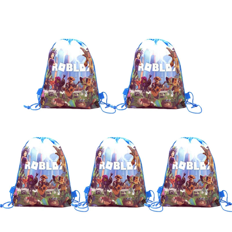 6/12/18/56PCS Roblox Drawstring Bags – Nonwoven Party Favor Bags for Kids Birthday, Baby Shower & Game Party Supplies