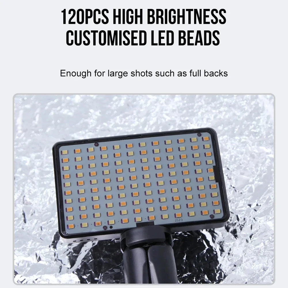 120 LED Tattoo Fill Light with 52mm CPL — Circular Polarizing Filter for Cellphone Lens, Compatible with Any Phone