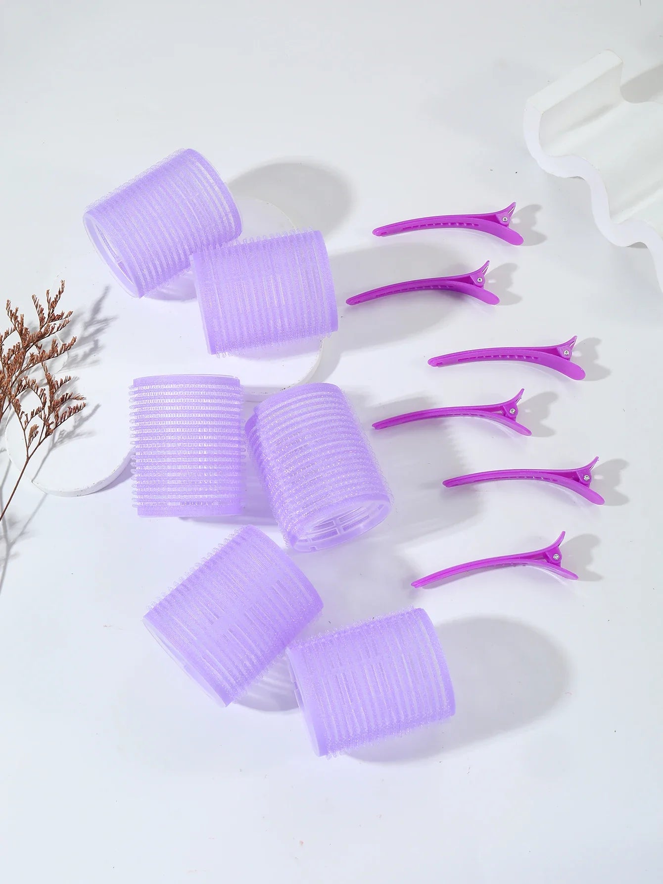 12pcs Air Bar Curling Iron Tube Set – Self-Adhesive Hair Rollers & Bangs Clips for Styling Real Hair & Wigs
