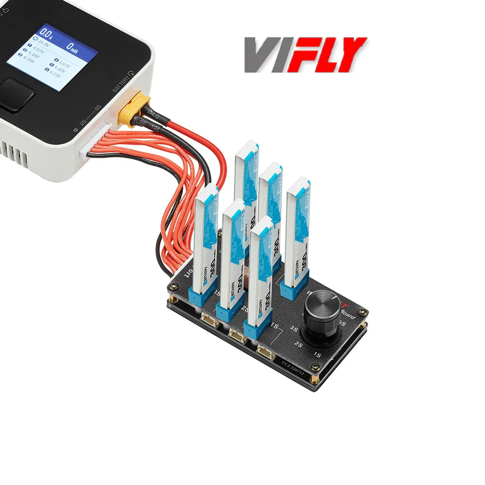 VIFLY Whoop Series 6-Port 1S Lipo Battery Balance Charging Board – XT60 Input for PH2.0, BT2.0, GNB27 FPV TinyWhoop