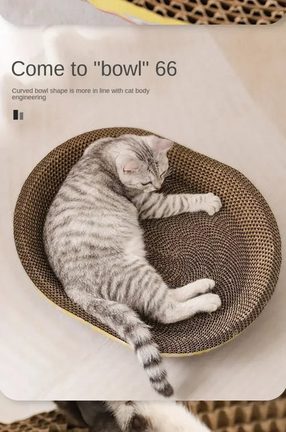 Cat Scratching Board – Oval Corrugated Paper Claw Grinding Toy, Wear-Resistant Furniture Protector & Cat Nest Accessory