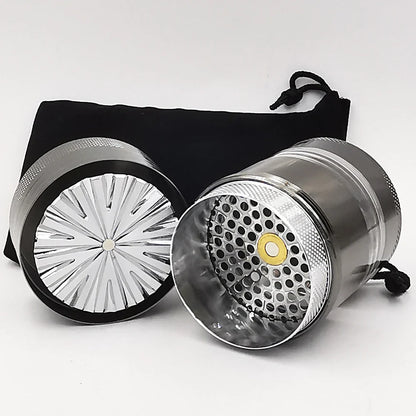 55MM Toothless Metal Herb Grinder — Manual Spice Crusher with Large Capacity & Transparent Screen Catcher