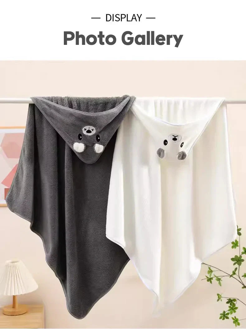 Cute Baby Bath Towel – Soft, Absorbent Newborn Swaddle Wrap Blanket for Girls & Boys