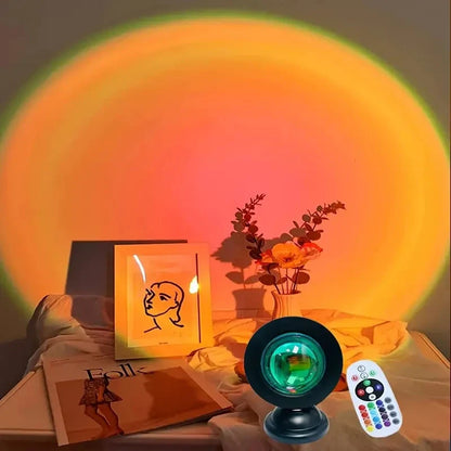 Vibrant Sunset Projection Light - 16 Color Spectrum LED with USB Remote Control, Dynamic Color Changing Light for Warm Home Ambiance