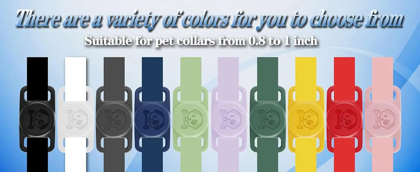 2-Pack AirTag Dog Collar Holders — Waterproof Silicone Hidden Loop Anti-Lost Tracker Accessory
