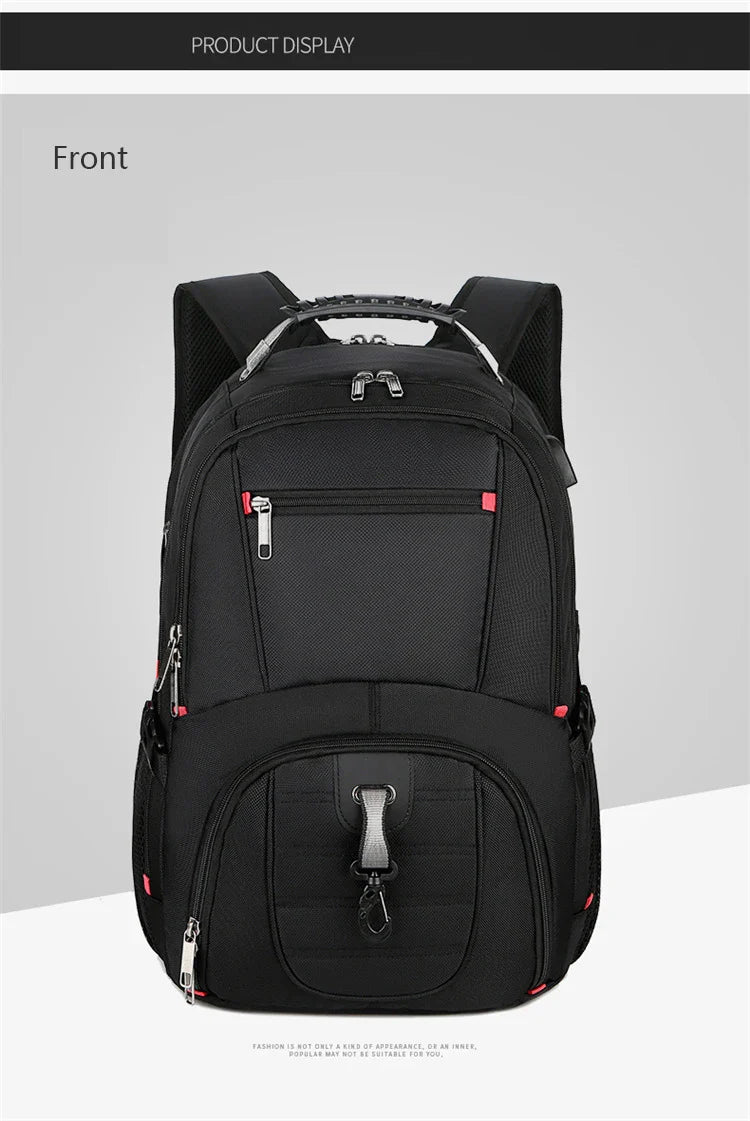 Swiss Multifunctional 17 Inch Laptop Backpack – Durable Travel Bag with USB Charging Port, Water-Resistant College Bookbag