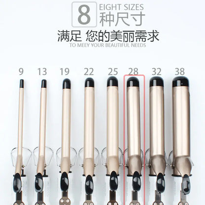 Professional Electric Hair Curler – 9-38mm Temperature Adjustable Curling Iron Wand with LCD Display