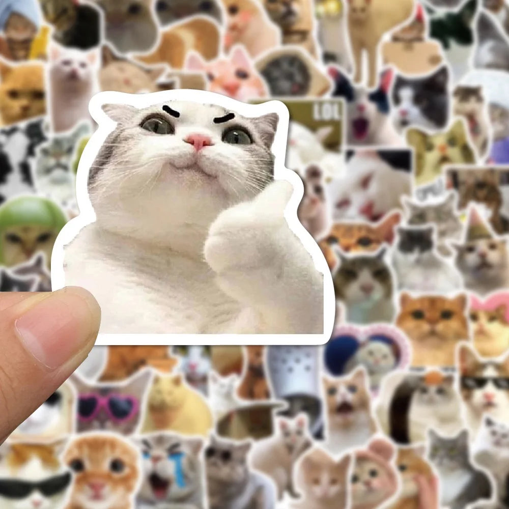 Funny Cat Meme Stickers - Cute Kawaii Animal Decals for Laptop, Notebook, Luggage, Skateboard and Scrapbook DIY