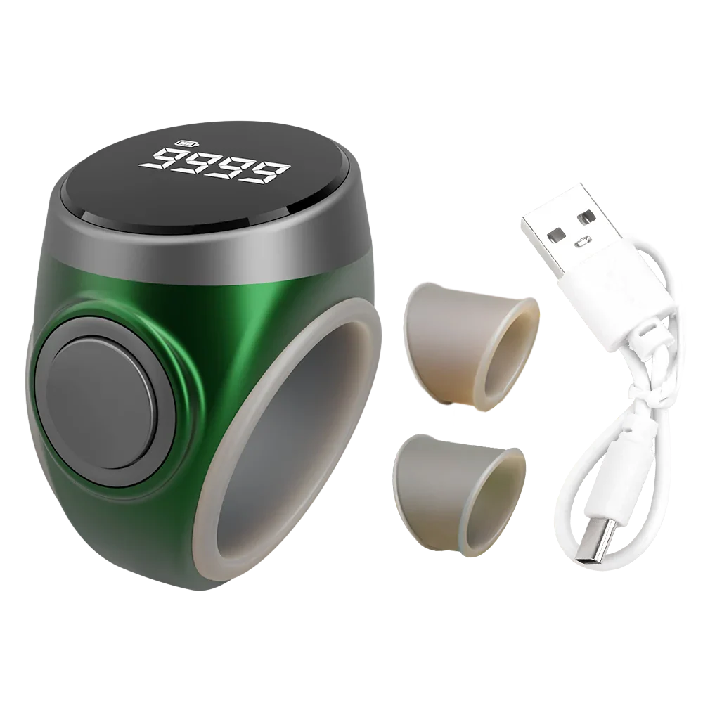 Smart Tasbih Tally Counter – Type-C Rechargeable Muslims Zikr Ring with Prayer Time Vibration Reminder