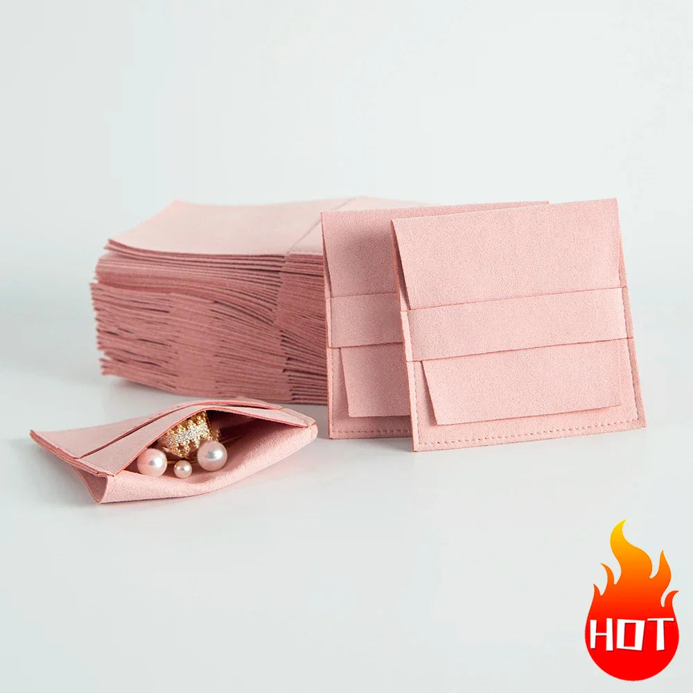 Microfiber Velvet Jewelry Pouch – 1/10/50pcs Gift Bags for Earrings, Necklaces & Wedding Packaging