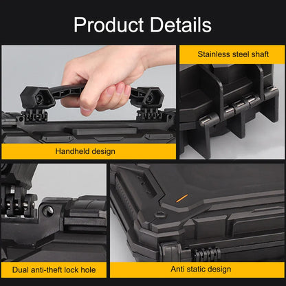 Tool Box Hard Carry Case – Waterproof Safety Carrying Case with PU, Portable Military Pistol Storage Bag and Foam Pads