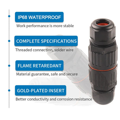 IP68 Waterproof Quick Wire Connector I/T Shape – 2/3/5 Pin Solderless LED Outdoor Electrical Junction Box, Rainproof Cable Connector