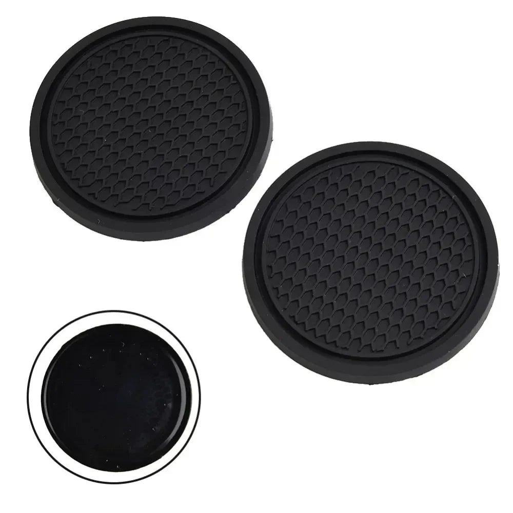 Universal Black Anti-Slip Car Cup Holder Coaster Pads – Interior Accessories for Most Vehicles
