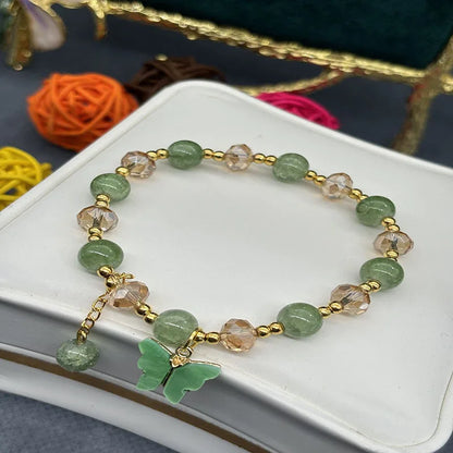 IFYOUOO Gorgeous Beaded Bracelet with Butterfly Pendant – Trendy Glass Beads, Dainty BFF Wrist Jewelry for Women