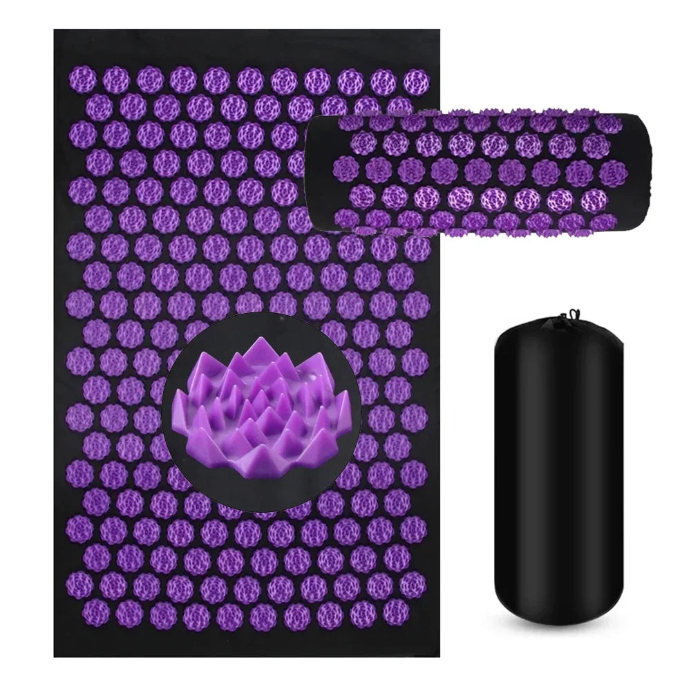 Acupressure Yoga Mat Set - Spiked Massage Cushion & Pillow for Relaxation, Foot Therapy, Fitness & Pilates