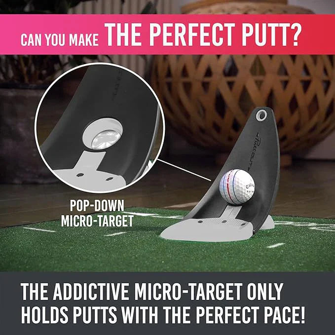 Golf Putter Practice Alignment Tool – Foldable Stick Holder with Triple Aim Points & Spiked Base for Indoor & Outdoor Use