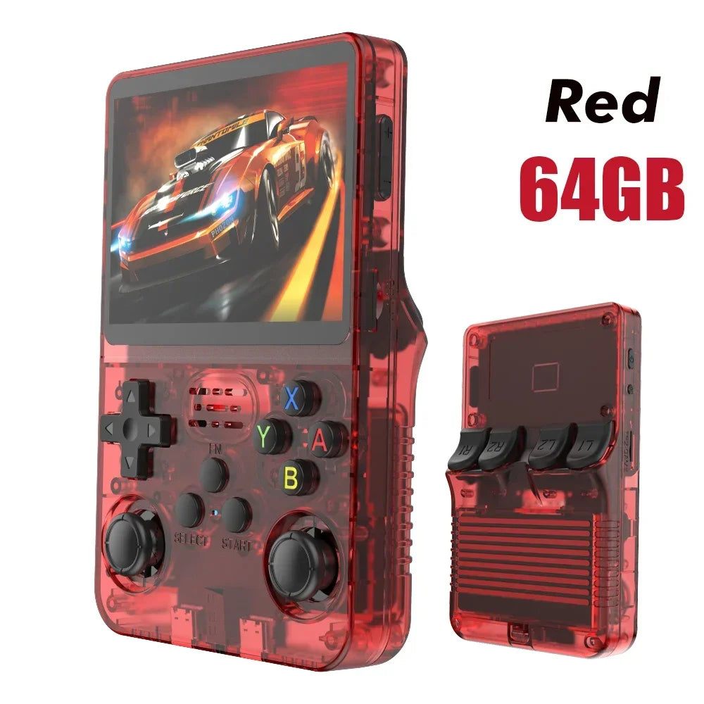 128GB Open Source R36S Video Game Console – Linux System, 3.5 Inch IPS Screen, Orange Portable Pocket Player, 64GB of Best Games
