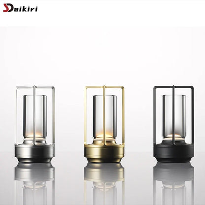 Rechargeable LED Crystal Table Lamp - Aluminum Touch Night Light for Restaurants, Camping & Home Decor