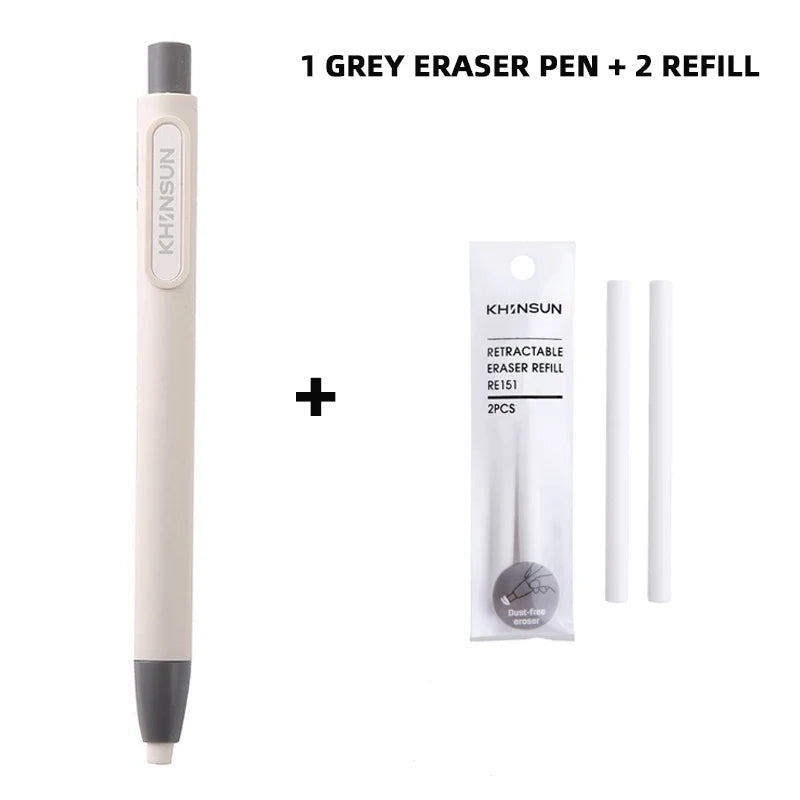 Retractable Press Eraser Pen – Replaceable Core Push-Button Art Eraser for Students, Kids & School Stationery Supplies