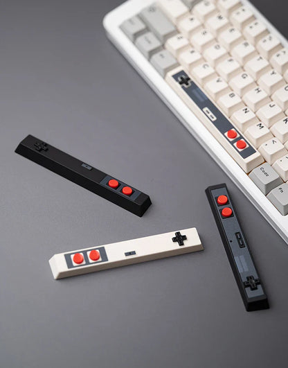 Retro Gamepad Keycap 6.25u Spacebar – Artisan ABS Keycap for MX Switches, Black & White for Mechanical Gaming Keyboards