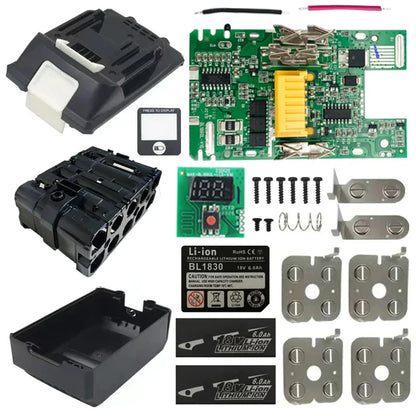 BL1830 Li-ion Battery Case with Charging Protection Circuit Board PCB and LED Digital Indicator for Makita 18V 6.0Ah Housing Shell