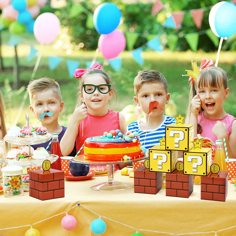 6PCS Question Block Gift Boxes – Kids Video Game Party Favors, Candy Treat Boxes & Decorations 10cm