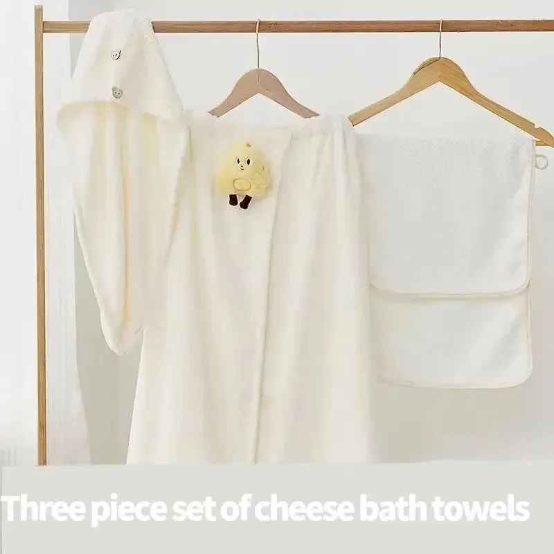 Cute Cartoon Wearable Bath Towel – Large Absorbent Quick-Dry Skirt Wrap for Women