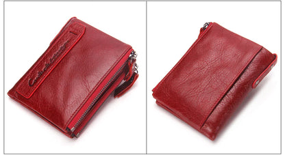 CONTACT'S Genuine Leather Short Wallet for Women — Luxury Designer Card & Coin Holder, Mini Money Clip Wallet with Free Shipping