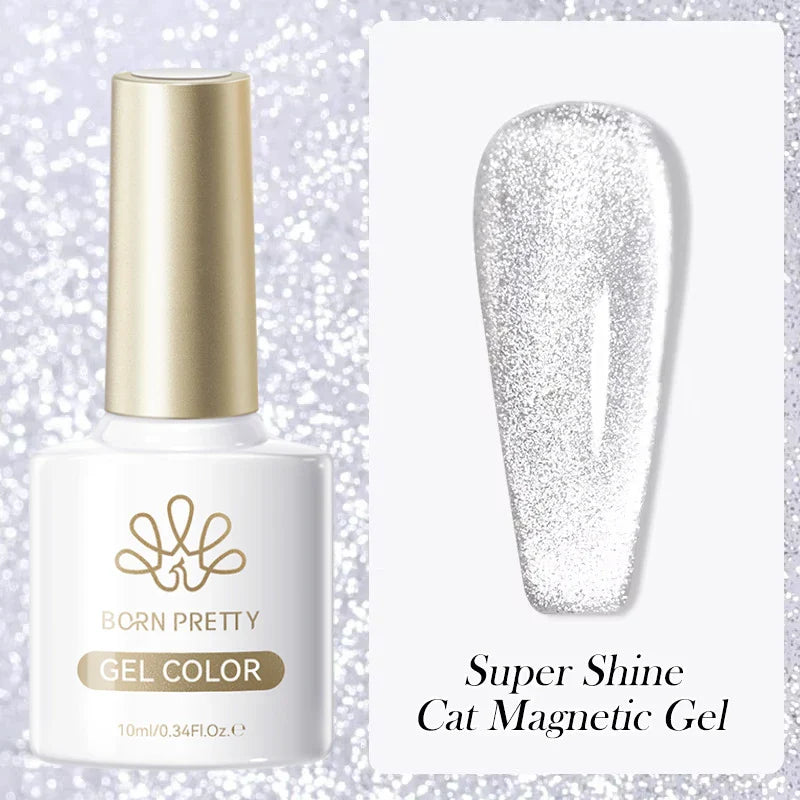 BORN PRETTY Cat Magnetic Gel Nail Polish 117 Colors 10ml Full Coverage Semi-Permanent Soak-Off Nail Varnish for Salon Manicure Glitter Cat Eye Nails