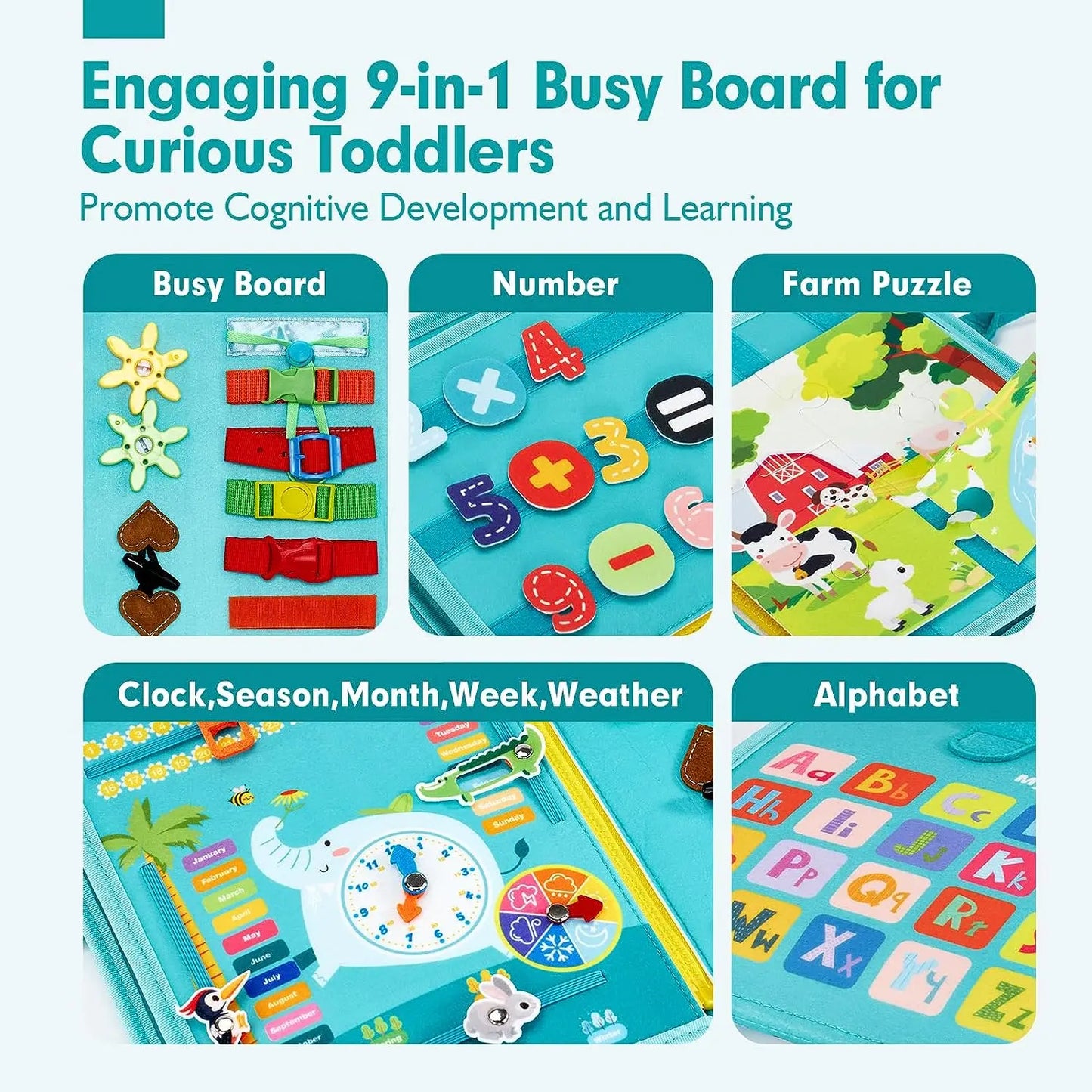 Montessori Busy Book – Portable Educational Toy for Toddlers, Travel Activity Board, Fine Motor Skills & Early Learning