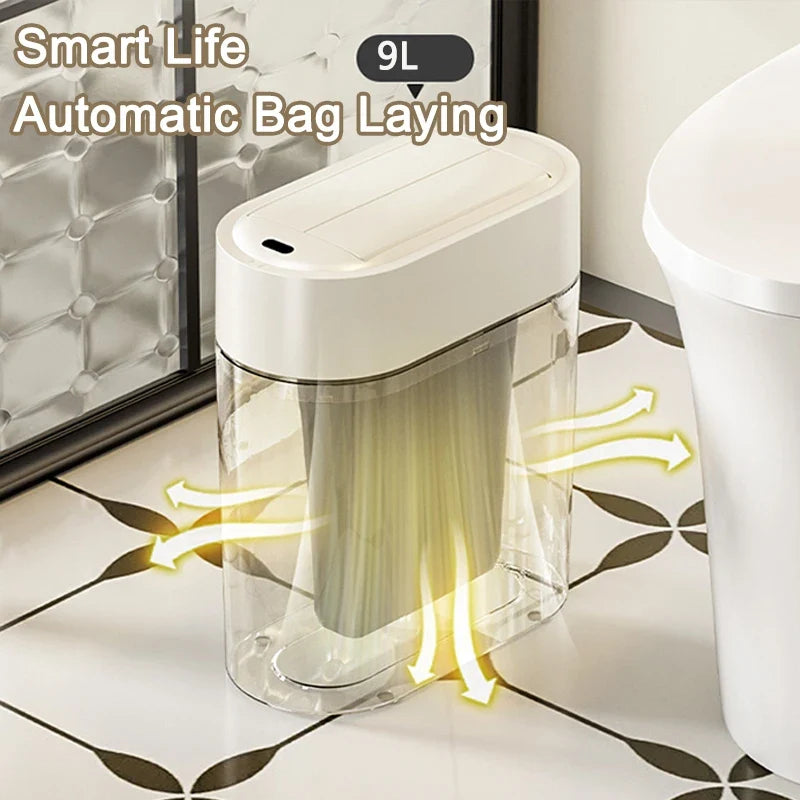 9L Smart Sensor Trash Can - Automatic Bagging Touchless Waste Bin with Lid for Kitchen & Home