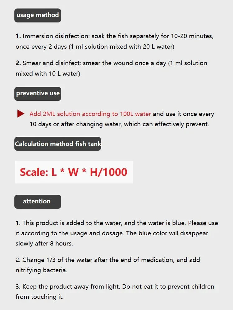 310ML Methylene Blue Solution for Fish – Aquarium Treatment for White Spots & Fish Disease, Ideal for Koi, Goldfish & Betta