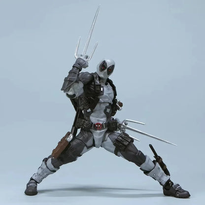 AMAZING YAMAGUCHI Deadpool & Wolverine 2.0 Action Figure – Grey Mutants Joint Movable KAIYODO Model Toy for Kids & Collectors