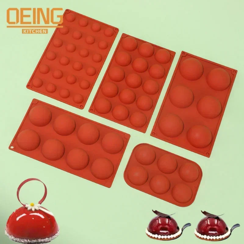 6/8/15/24-Hole Half Sphere Silicone Mold — 3D Brownie, Pudding, Mousse & Chocolate Dessert Baking Tool
