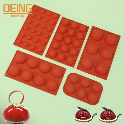 6/8/15/24-Hole Half Sphere Silicone Mold — 3D Brownie, Pudding, Mousse & Chocolate Dessert Baking Tool