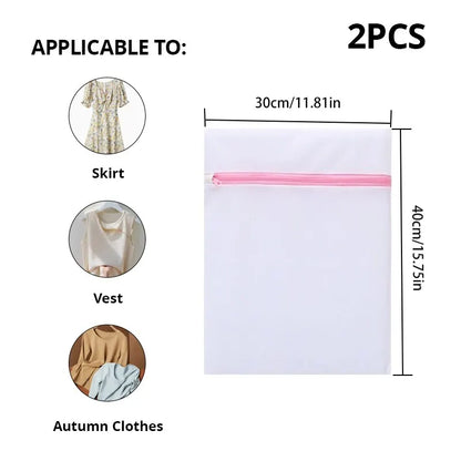 2Pcs/7Pcs Transparent Fine Mesh Laundry Bags – 6 Sizes Reusable Zippered Wash Bags for Machine Protection