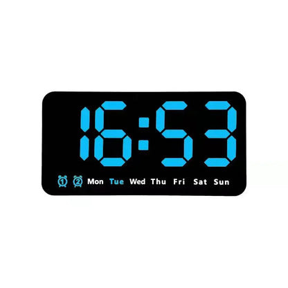 Voice Control Large Digital Wall Clock – LED Display with Temperature, Date, Week, DST, Snooze, Dual Alarm, 12/24H, Wall-Mounted or Table Use