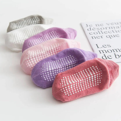 6 Pairs/lot Cotton Children's Anti-Slip Boat Socks: Low Cut Floor Socks with Rubber Grips for Boys & Girls, Ages 0 to 6 Years - All-Season Wear