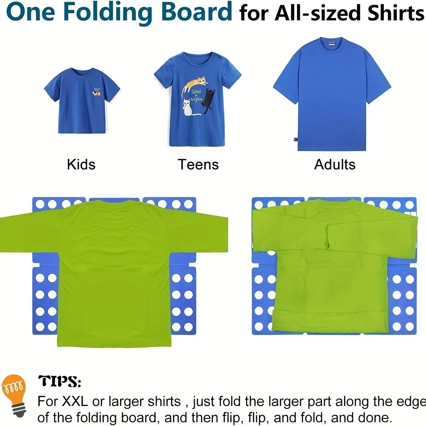 Plastic Clothes Folding Board - Easy Kids Laundry Folder for Quick Shirt Folding | Home Storage Tool for Kids and Adults