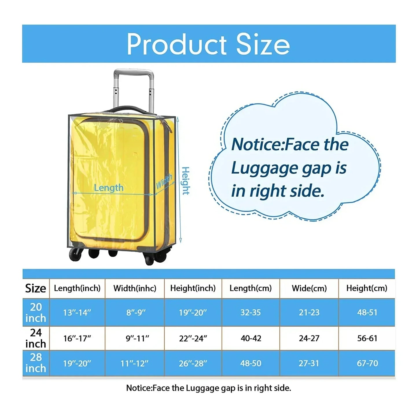 Full Transparent Luggage Cover – Waterproof, Dustproof, Durable PVC Suitcase Protector for Travel