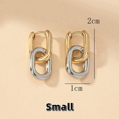 Stainless Steel Gold Geometric Square Hoop Earrings – Punk Hip-Hop Huggie Jewelry for Women Party Fashion