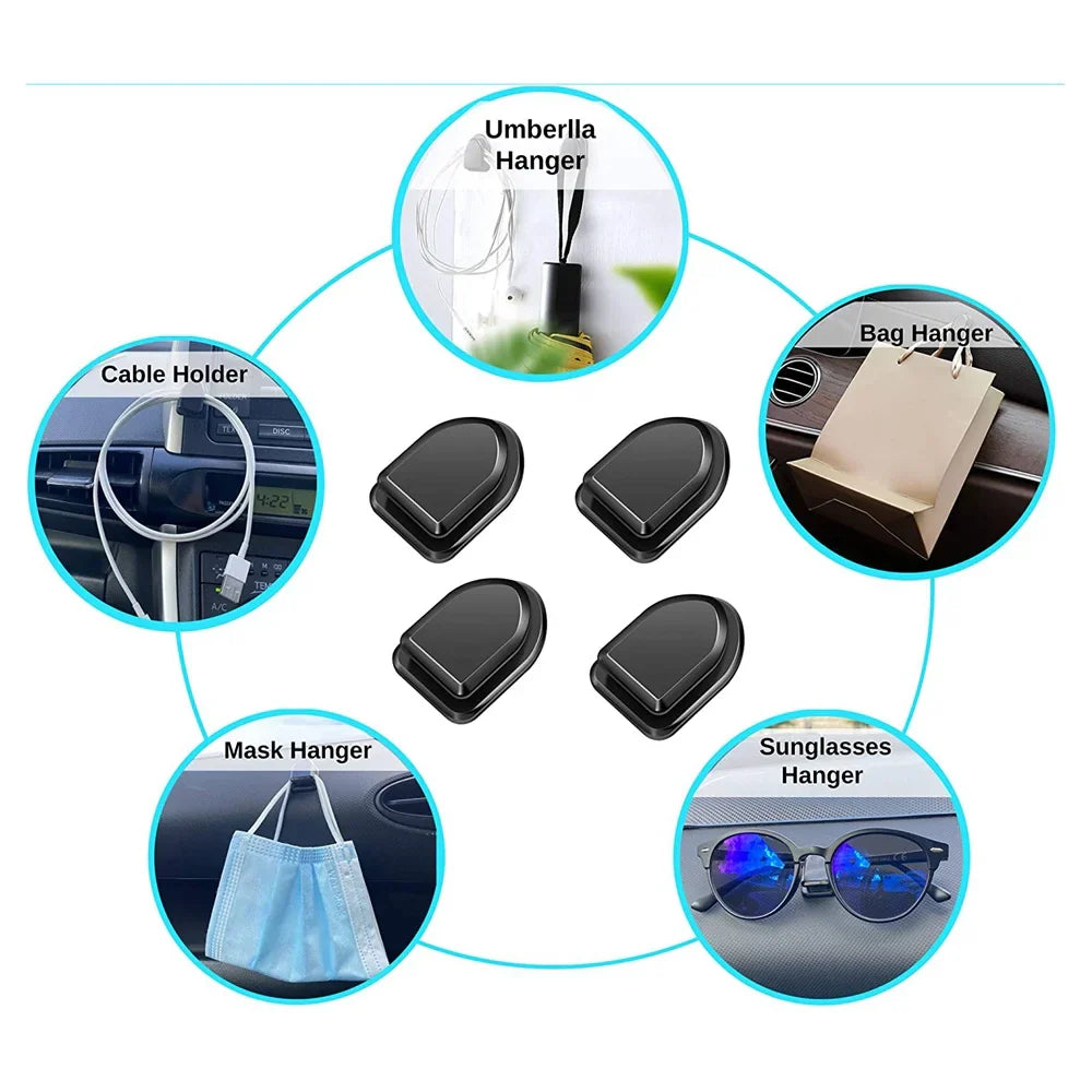 Mini Car Hooks – Self-Adhesive Interior Storage Holder for USB Cable, Headphones, Keys, Dashboard Wall Hanging Hook, Auto Accessories