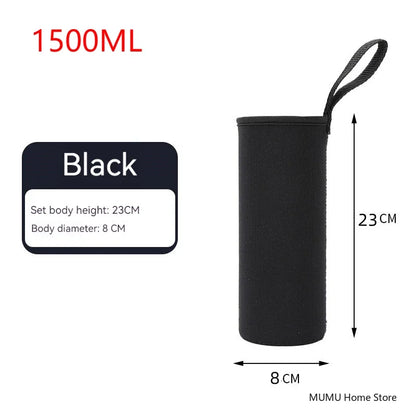 750/1000/1500ML Insulated Sport Water Bottle Case – Black Bottle Carrier, Mug Cup Cover for Outdoor & Gym